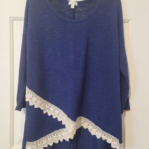 Elegant Blue Lace Women's Sweater